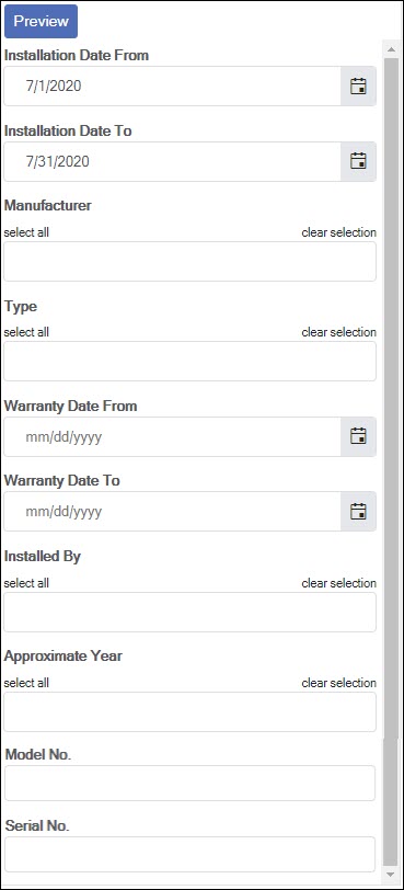 Filter Criteria Equipment